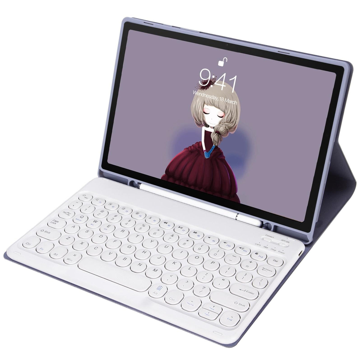 Detachable Bluetooth Keyboard Leather Case For Ipad Air 4 / 5 - Candy Colour Skin Texture - 10.9 Inch - Purple