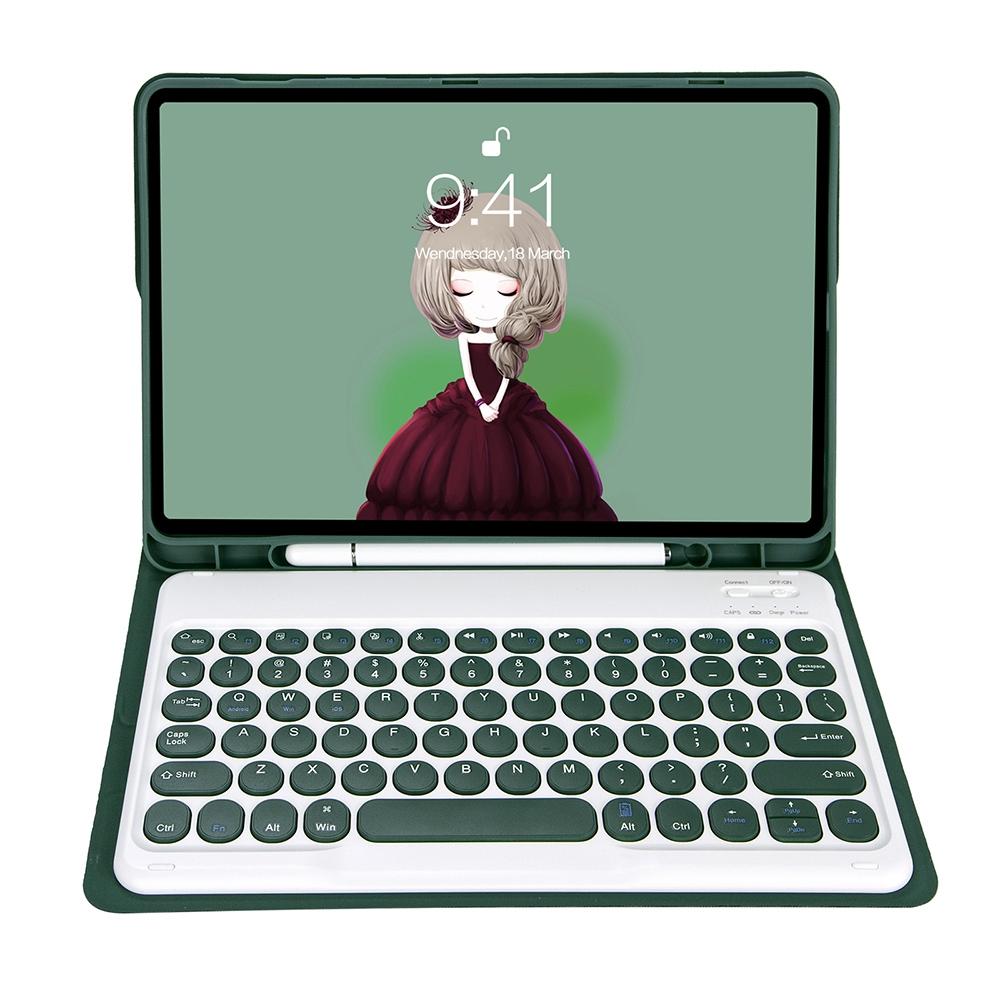 Detachable Bluetooth Keyboard Leather Case For Ipad Air 4 / 5 - Candy Colour Skin Texture - 10.9 Inch - Purple