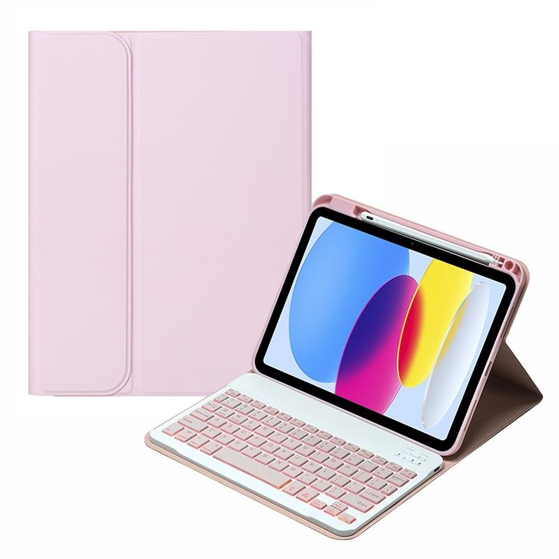 10.9 Ipad 10Th Gen 2022 Backlit Keyboard Case With Pen Slot - Bluetooth Leather - Light Purple