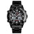 Men Casual Sports Watch with Large Dial and Steel Band - Black-Steel Belt