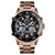 Men Casual Sports Watch with Large Dial and Steel Band - Black-Steel Belt