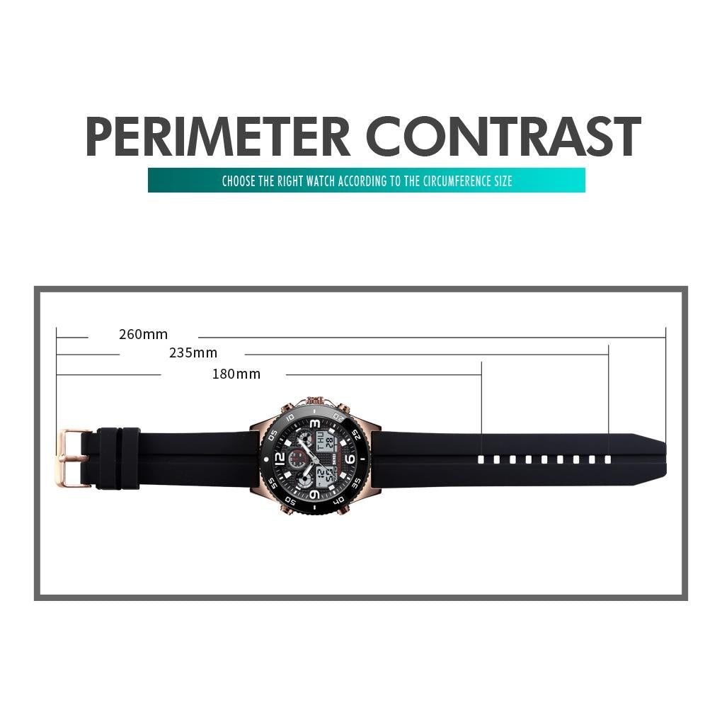 Men Casual Sports Watch with Large Dial and Steel Band - Black-Steel Belt
