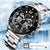 Men Casual Sports Watch with Large Dial and Steel Band - Black-Steel Belt