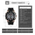 Men Casual Sports Watch with Large Dial and Steel Band - Black-Steel Belt