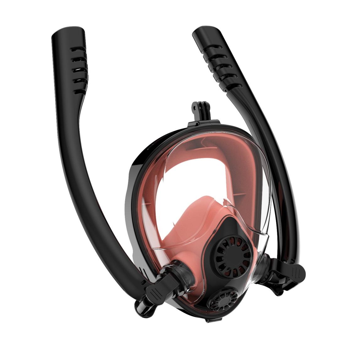 Full Dry Silicone Diving Mask for Water Sports and Gopro Hero11 - Black Red Coral