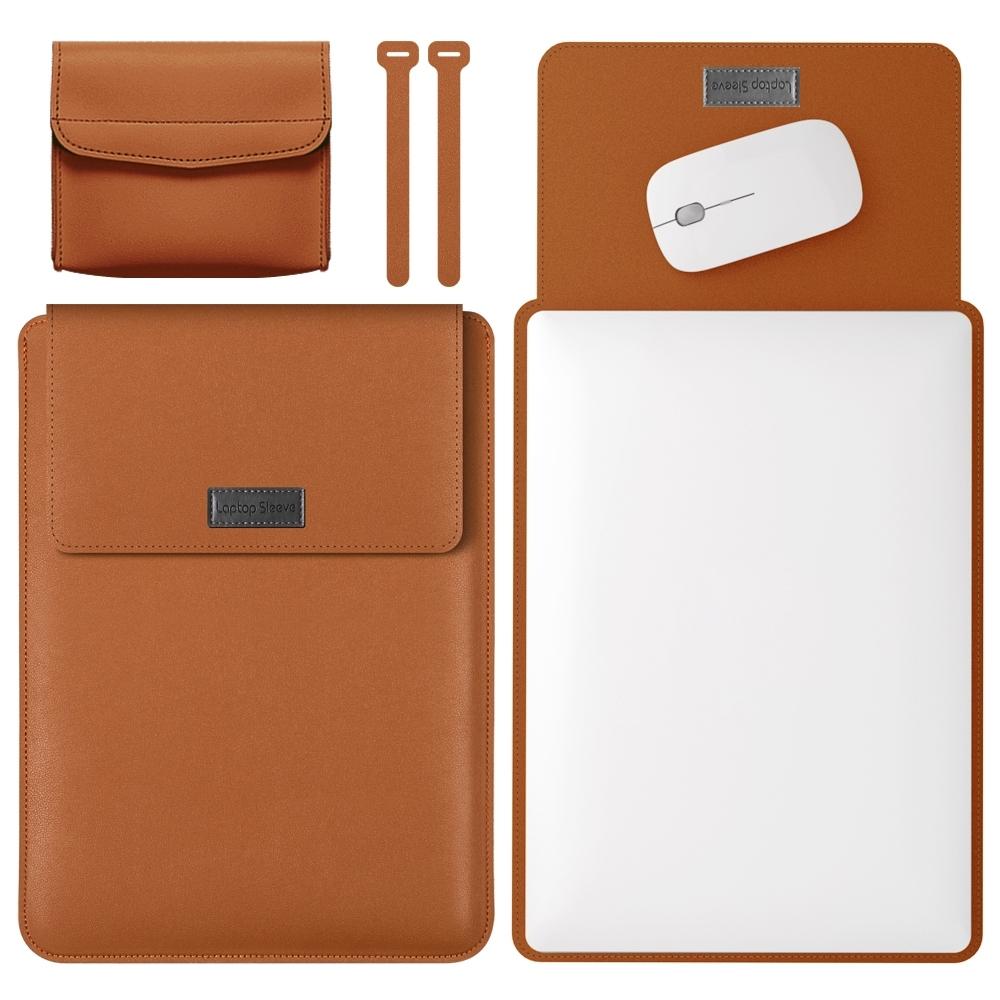 11 / 12 Inch Leather Computer Bag - Lightweight &amp; Portable - 4 in 1 - Brown