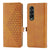For Samsung Galaxy Z Fold4 5G Textured Leather Phone Case - Cubic Grid Design - Yellow