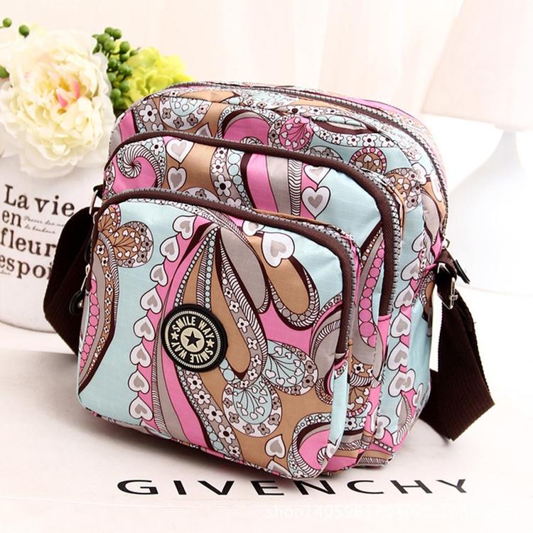 Waterproof Nylon Multilayer Crossbody Bag For Women - Lattice Dot