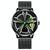 Men Metal Motorcycle Watch with Rotating Hub - Black Net Black Steel Green Surface