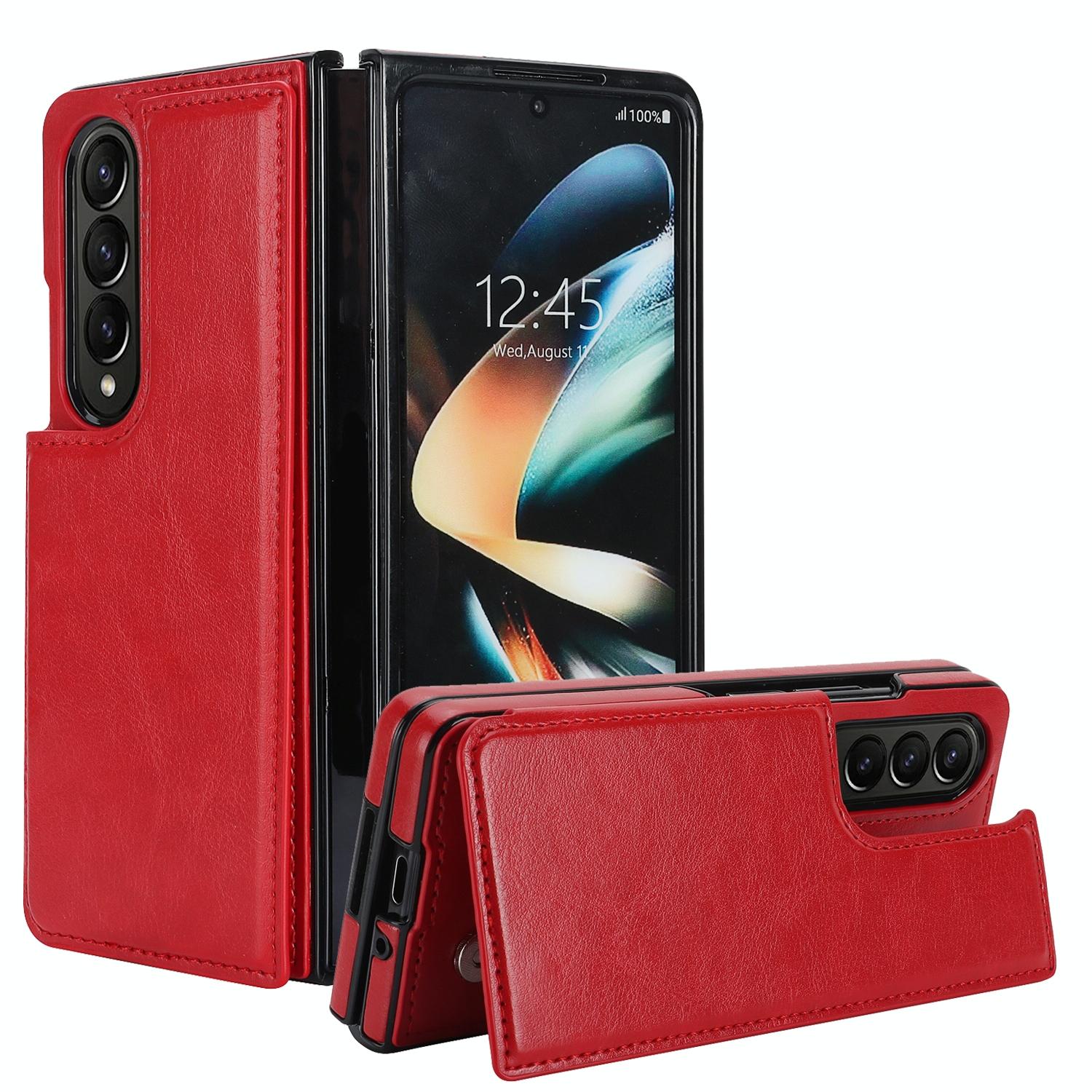 For Samsung Galaxy Z Fold4 5G Full Coverage Double Buckle Phone Case - Red