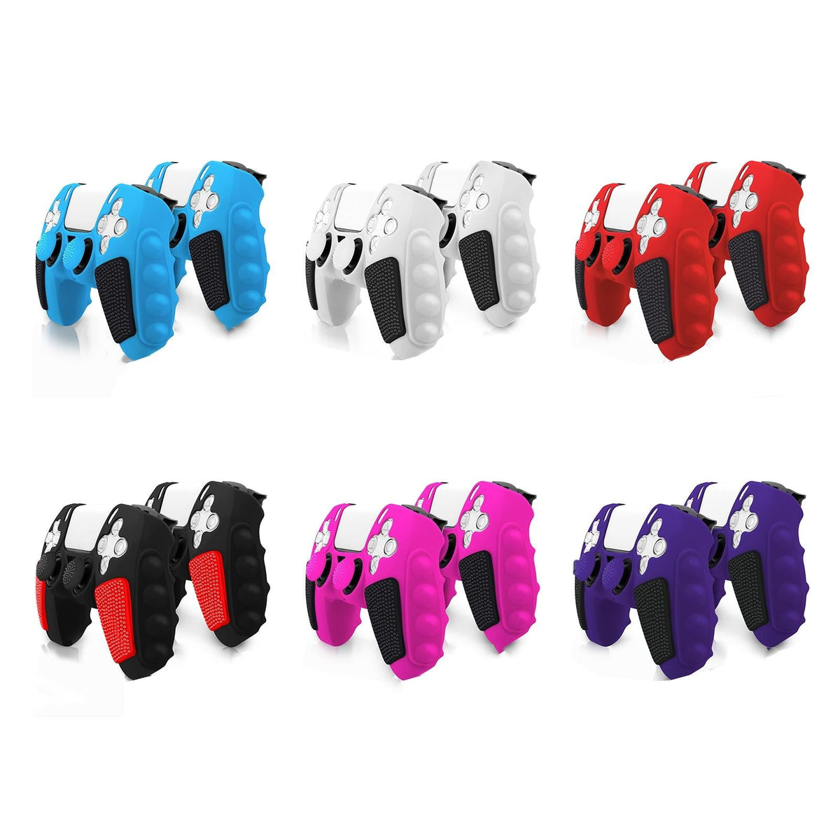 Silicone Gamepad Protective Case for Sony Ps5 with Splicing Design and Rocker Caps - Purple Black