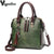 Designer Leather Crossbody Tote with Tassel for Women - Wine Red