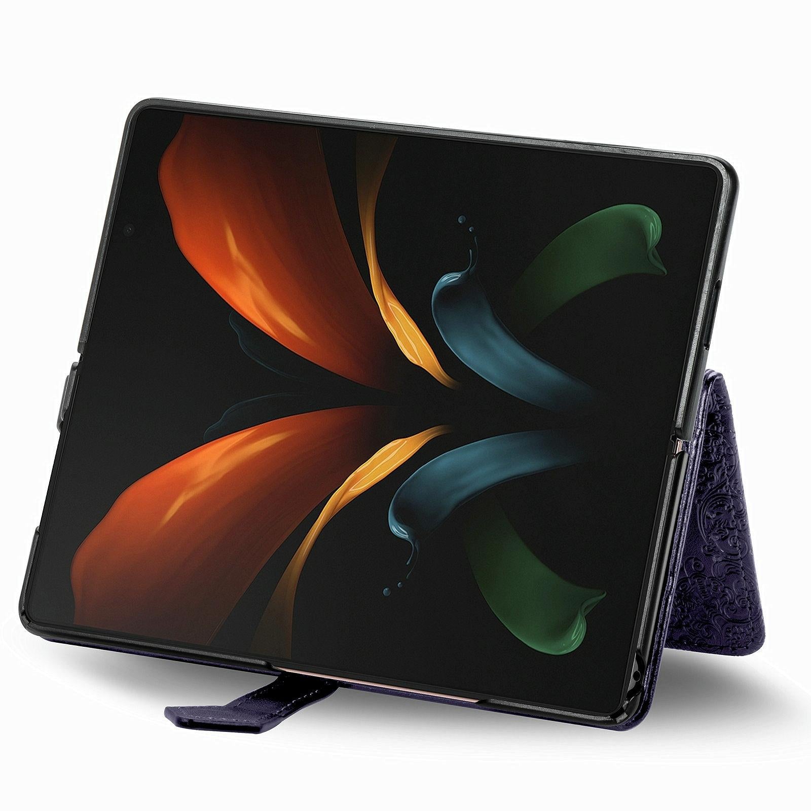 For Samsung Galaxy Z Fold4 5G Embossed Mandala Leather Phone Case - Purple