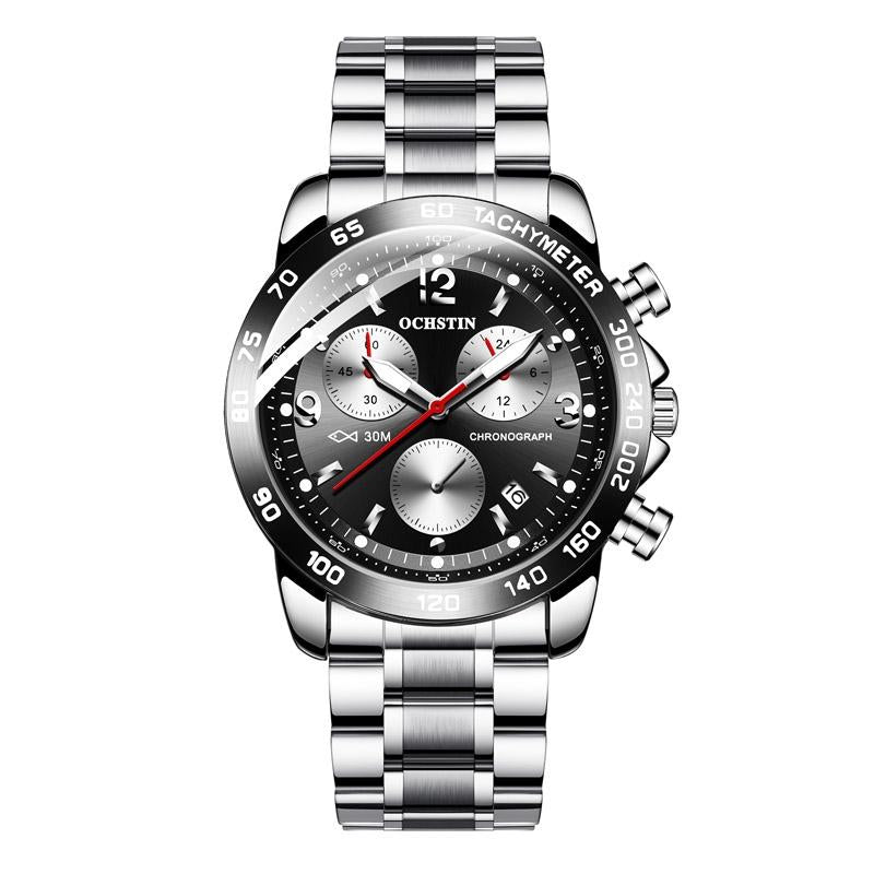 Waterproof Luminous Men Watch with Steel Strap - Silver Coffee