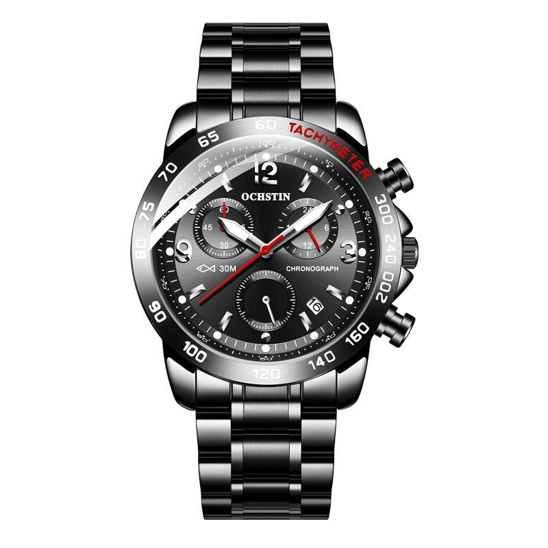 Waterproof Luminous Men Watch with Steel Strap - Silver Coffee