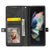 For Samsung Galaxy Z Fold4 5G Leather Grid Texture Phone Case With Lanyard - Yellow