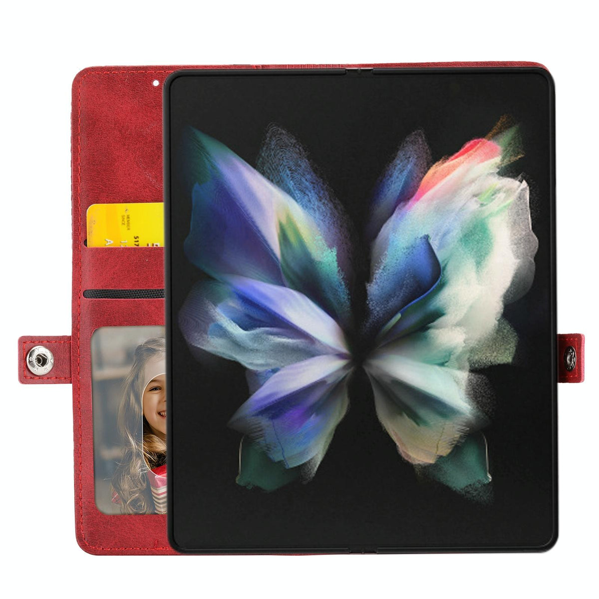 For Samsung Galaxy Z Fold4 5G Leather Grid Texture Phone Case With Lanyard - Yellow