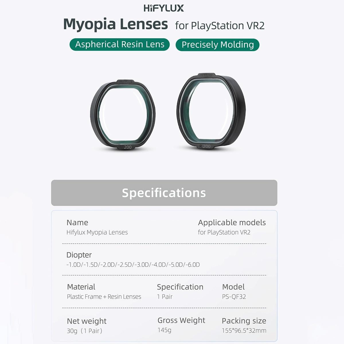 Vr2 Hifylux Myopia Glasses for Playstation - Enhance your Gaming Experience - -4.0D
