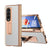 For Samsung Galaxy Z Fold4 5G Premium Litchi Leather Hinged Phone Case - With Pen - White