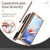 For Samsung Galaxy Z Fold4 5G Premium Litchi Leather Hinged Phone Case - With Pen - White