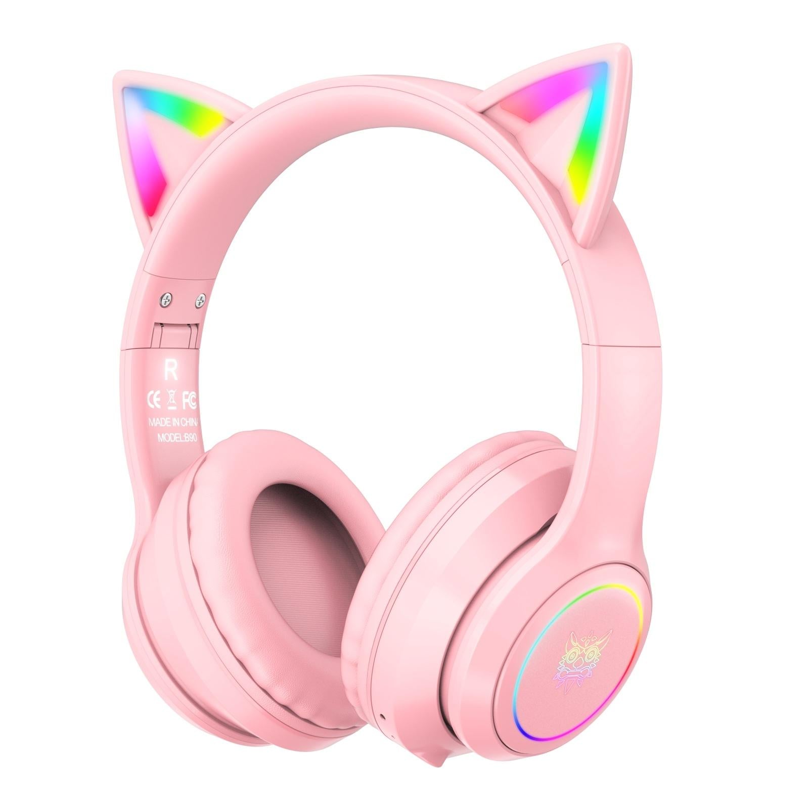 Wireless Bluetooth Headphones With Rgb Lighting - Pink