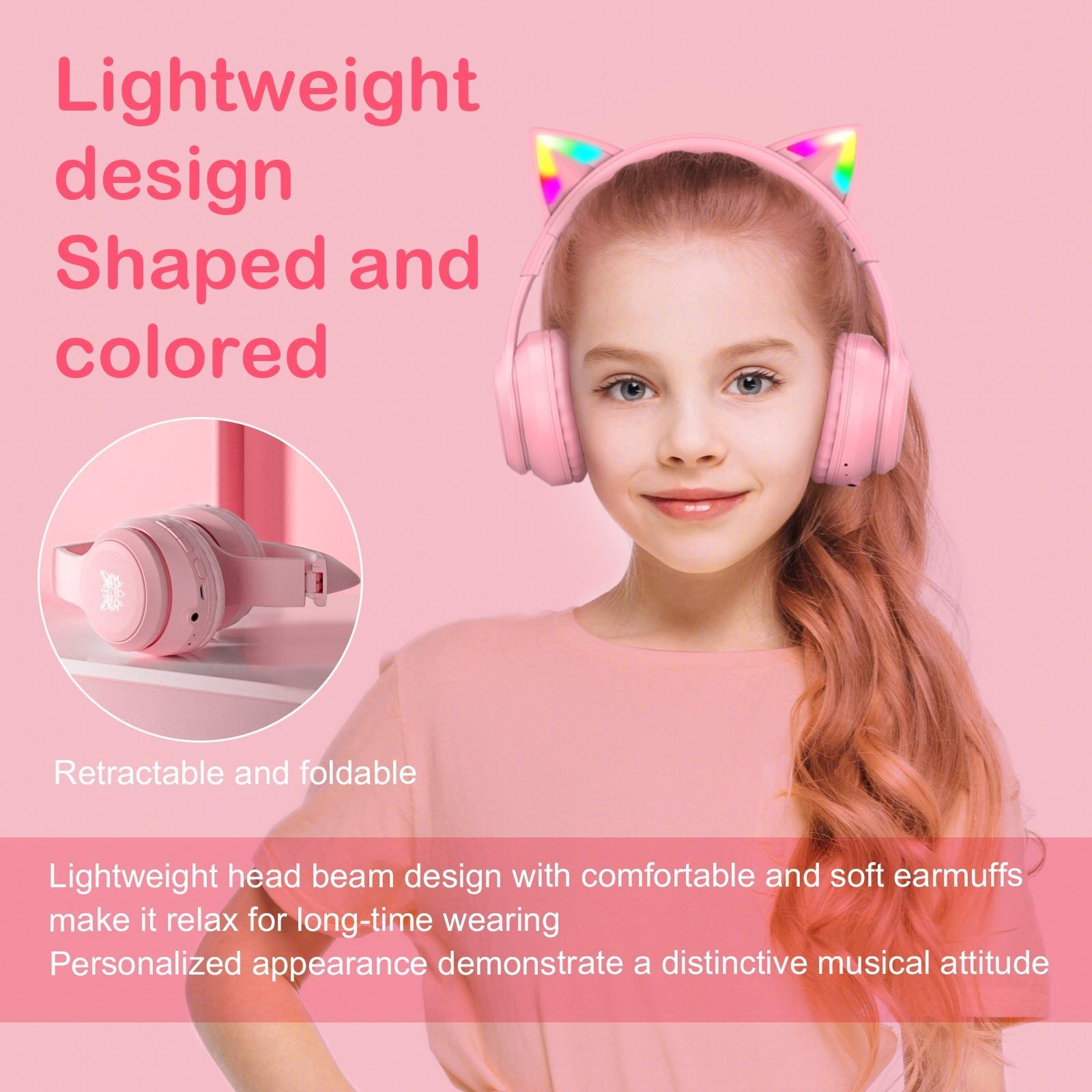 Wireless Bluetooth Headphones With Rgb Lighting - Pink