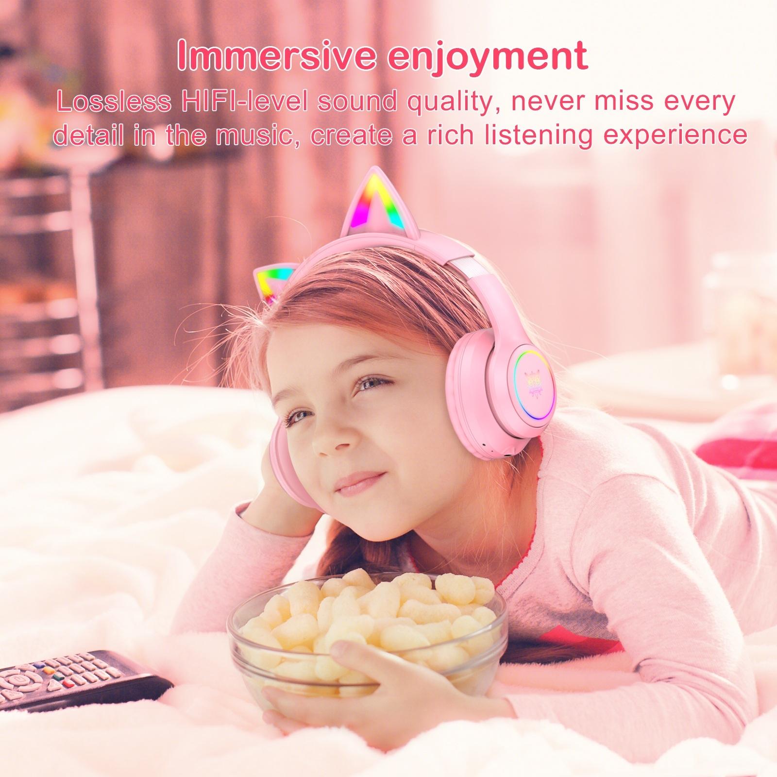 Wireless Bluetooth Headphones With Rgb Lighting - Pink