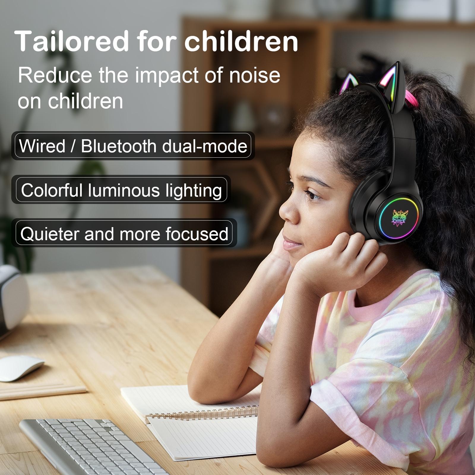 Wireless Bluetooth Headphones With Rgb Lighting - Pink