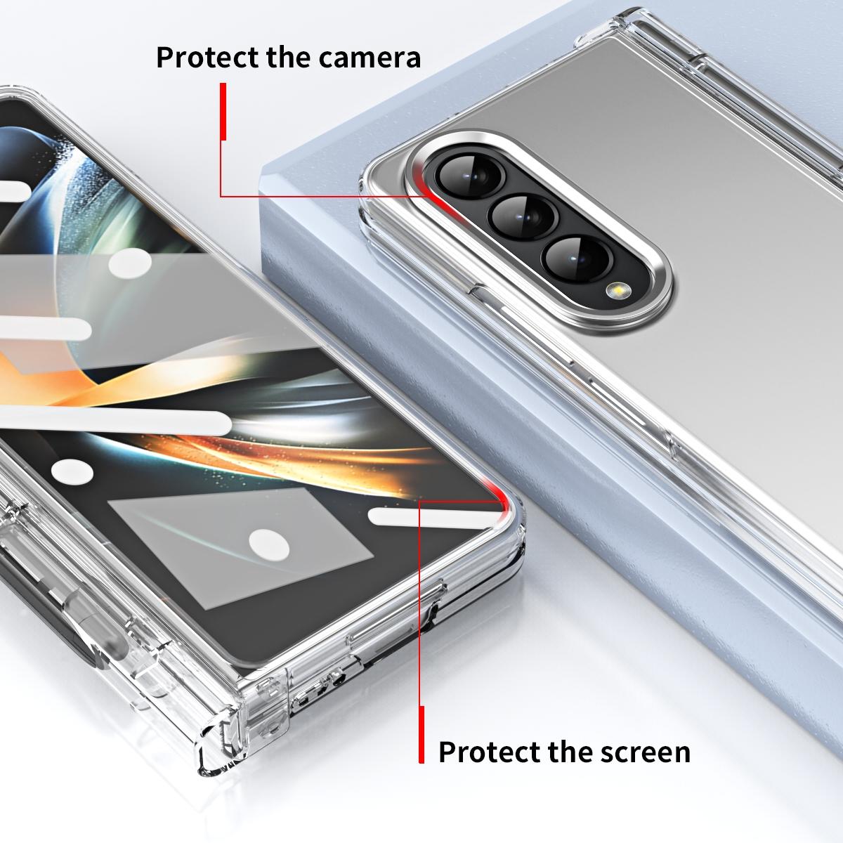 For Samsung Galaxy Z Fold4 5G Samsung Fold 4 Hinge Flip Case - Two Tone Contact Lens - Transparent