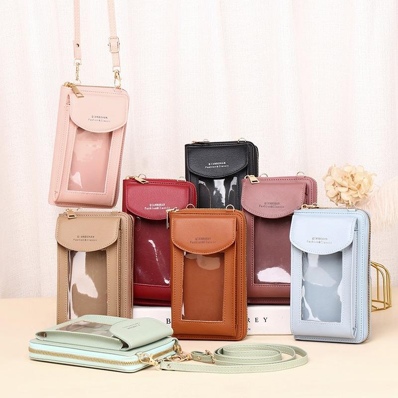 Women Touch Screen Shoulder Bag For Mobile Phones - Light Green