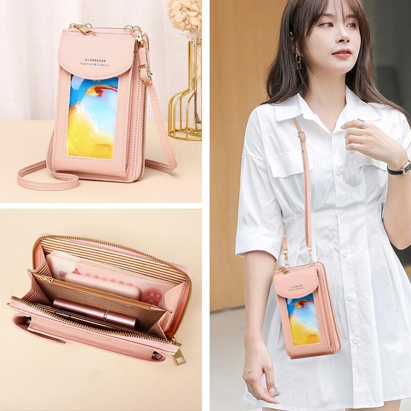 Women Touch Screen Shoulder Bag For Mobile Phones - Light Green