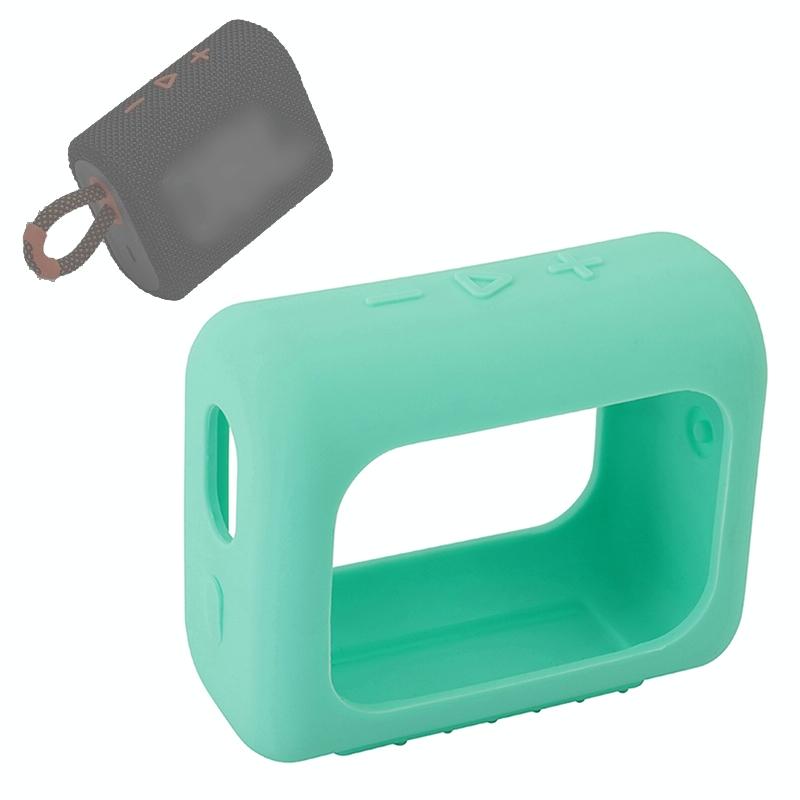 Portable Silicone Cover for Jbl Go3 Speaker with Carabiner - Mint Green