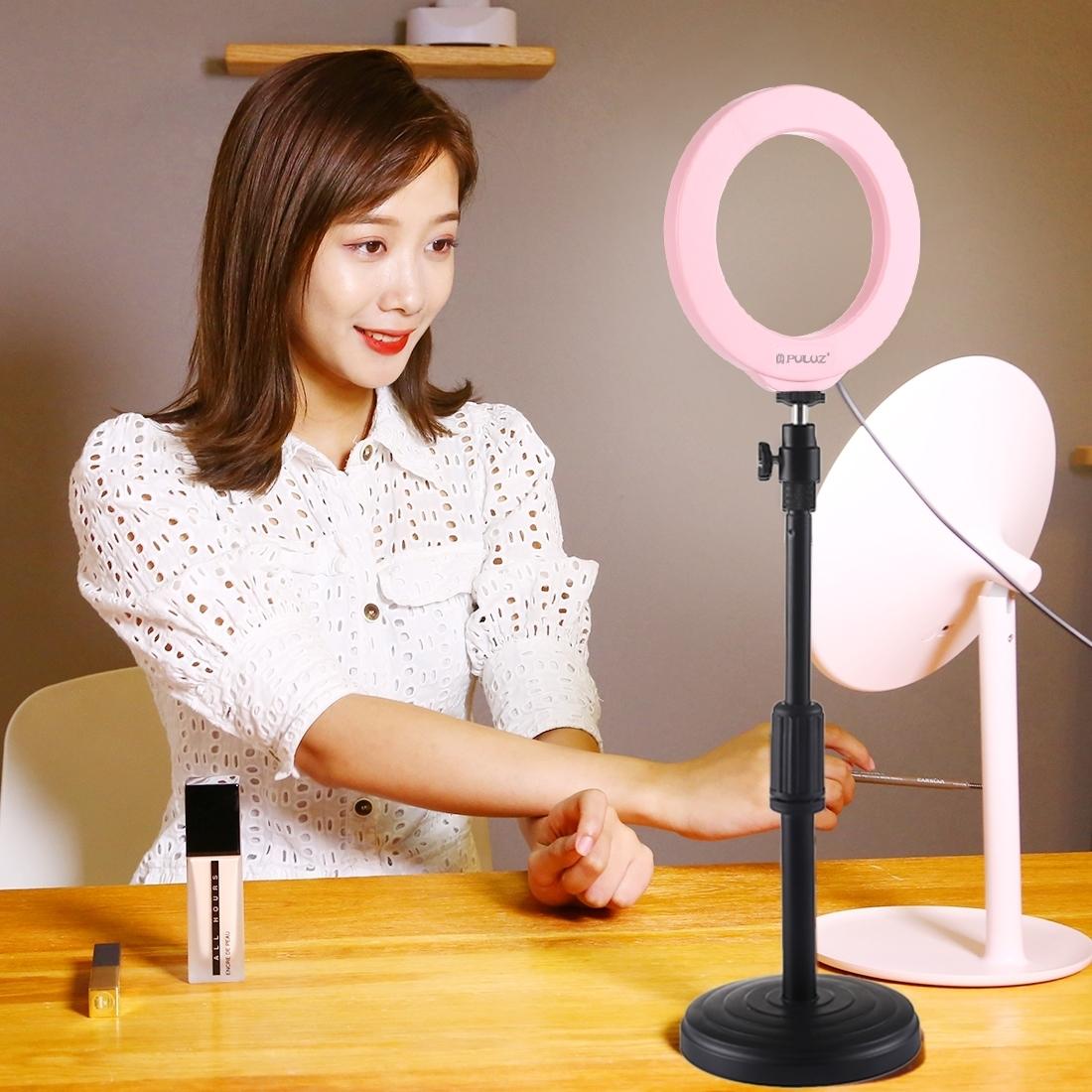 10 Mode Rgbw Led Ring Light with Tripod and Ball Head - 4.7 Inch Curved Surface - Pink