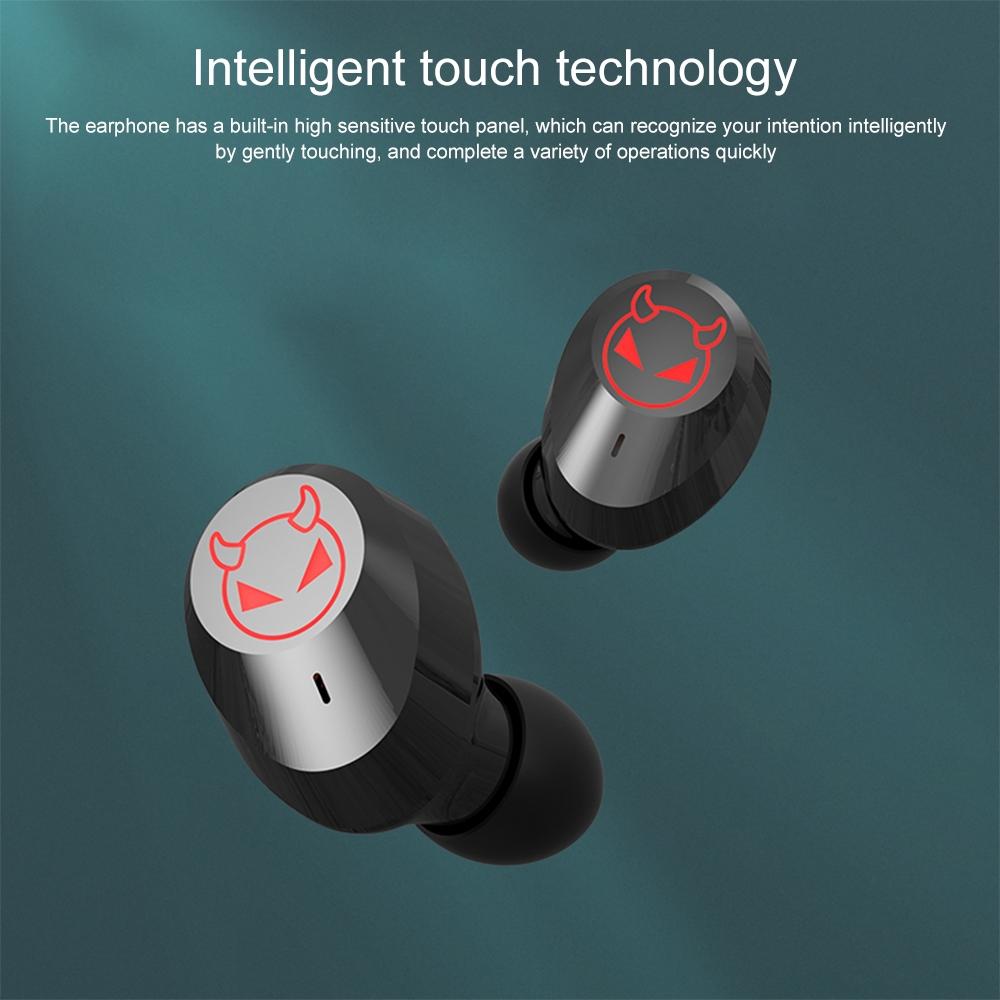 Intelligent Noise Reduction Bluetooth Earphones with Touch Control and Battery Display - Pink