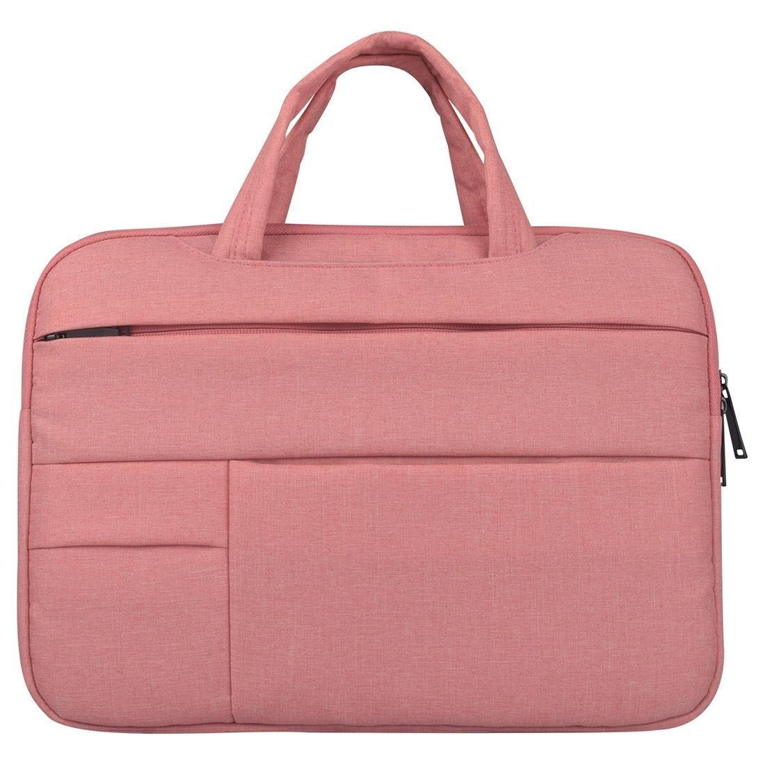 13.3 Inch Laptop Tablet Bag With Multiple Pockets And Soft Oxford Cloth Handle - Pink