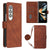 For Samsung Galaxy z Fold4 5G Embossed Leather Flip Crossbody Phone Case - 3d Design - Brown