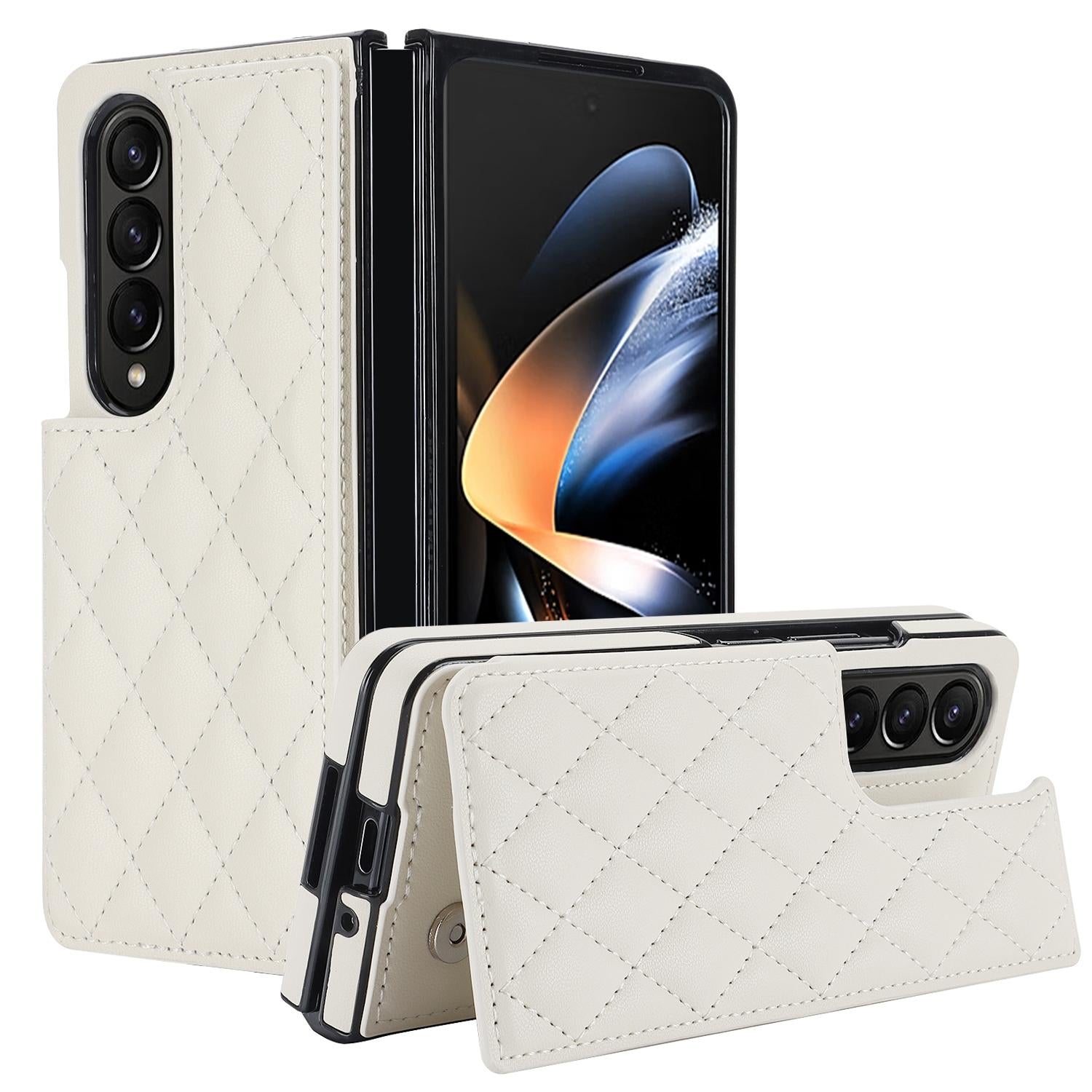 For Samsung Galaxy Z Fold4 5G Foldable Full Coverage Double Buckle Pu Phone Case - Red