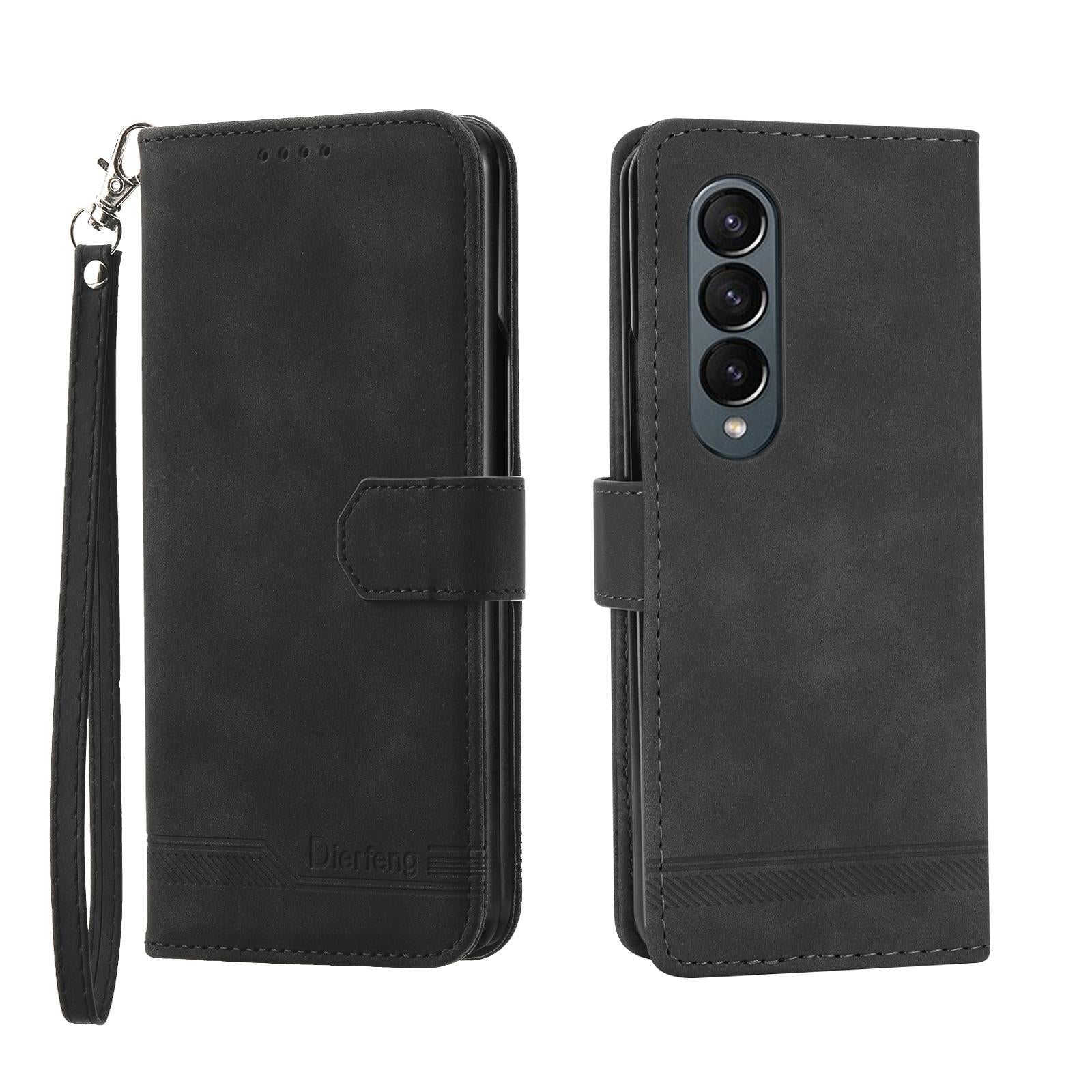 For Samsung Galaxy Z Fold4 5G Premium Leather Tpu Case - Black