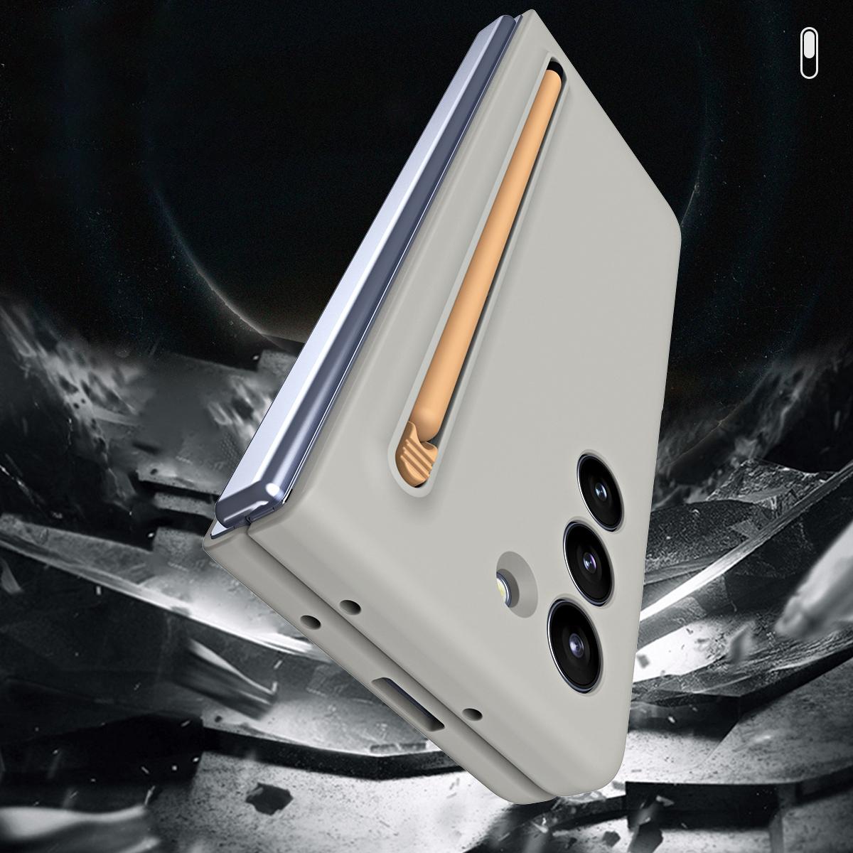 For Samsung Galaxy Z Fold4 5G Enhanced Shockproof Phone Case - Pen Design - Pink