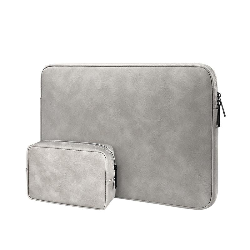Lightweight Waterproof Lambskin Laptop Sleeve - Fits 14.1-15.4 Inches - Deep Gray With Bag