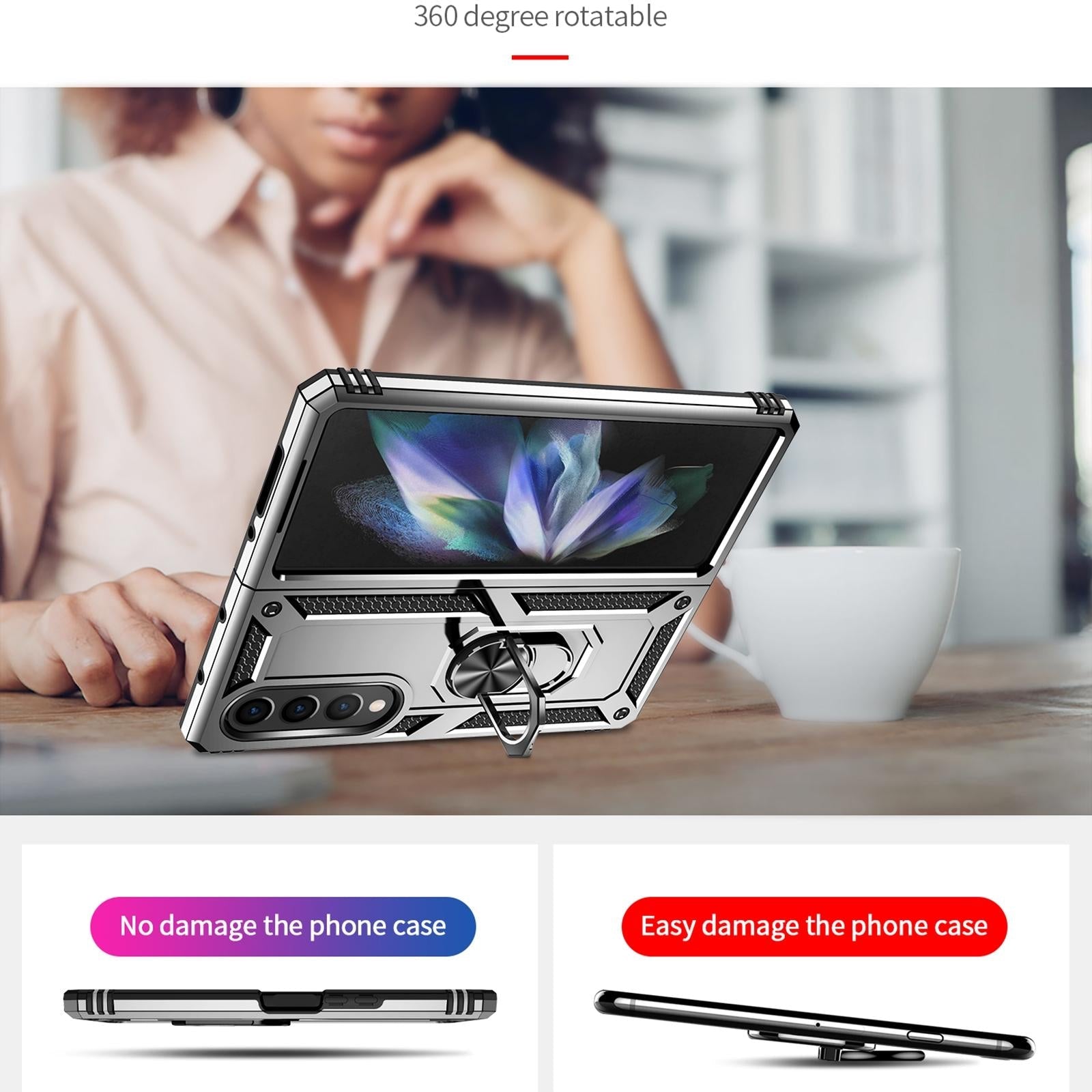 For Samsung Galaxy z Fold4 5G Tpu & Pc Shockproof Phone Case - Red