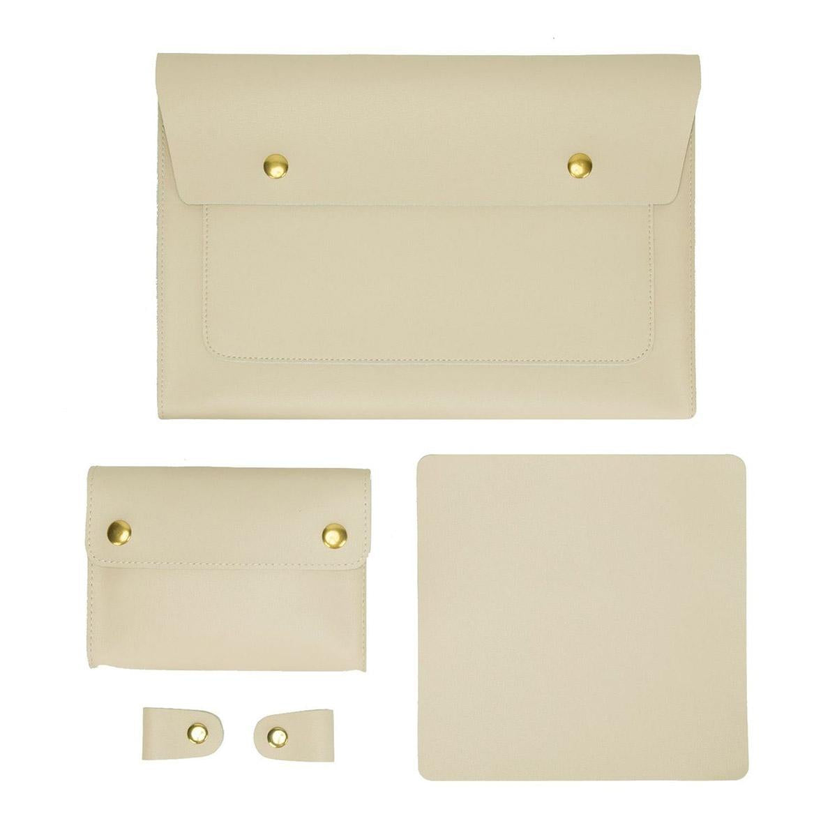 3-in-1 Waterproof Leather Laptop Liner Bag - 14 Inches - Avocado Green