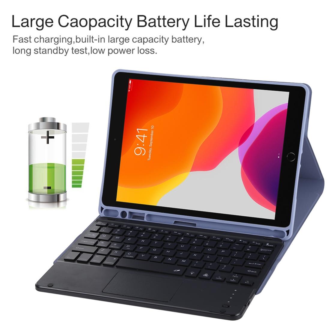 Bluetooth Tablet Case For Ipad 10.2 / Ipad Air 2019 With Touch Pad & Backlight & Pen Holder - Detachable Microfiber Leather - Pink