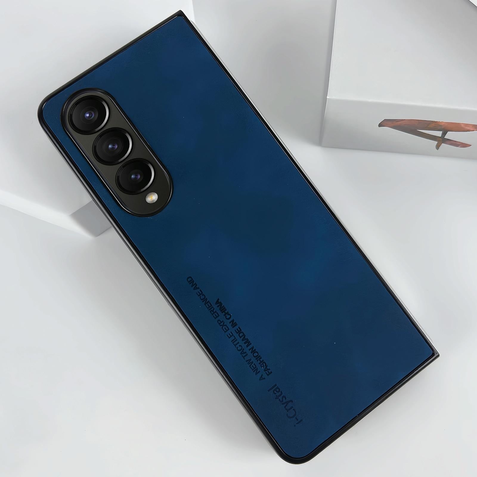 For Samsung Galaxy Z Fold4 5G Crystal Leather Foldable Case - Blue