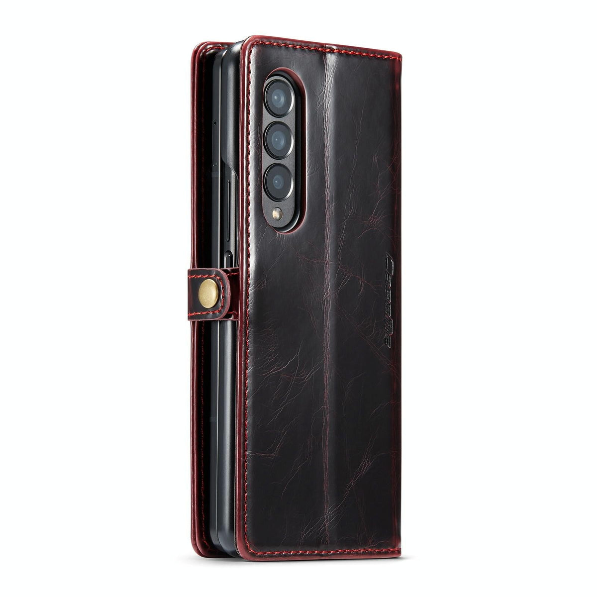 For Samsung Galaxy Z Fold4 5G Premium Crazy Horse Leather Phone Case - Red