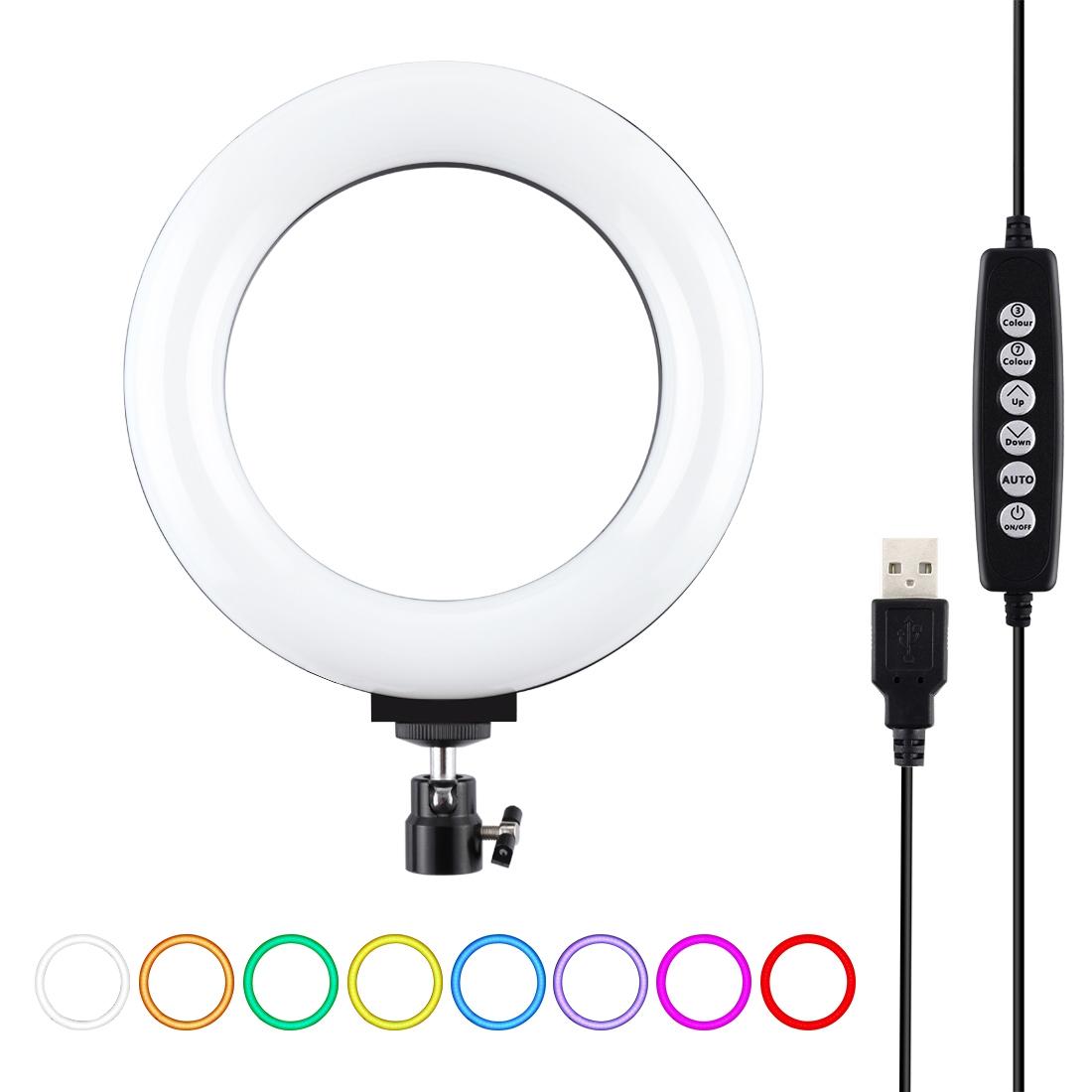 10 Mode Usb Led Ring Light with Tripod and Ball Head - 6.2 Inch Diameter - Pink