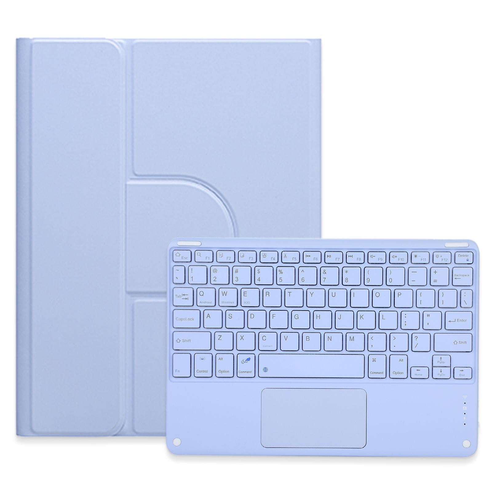 360 Degree Rotatable Bluetooth Keyboard Leather Case With Touchpad - Square Button - Lavender Purple - For Ipad 10Th Gen 10.9 2022