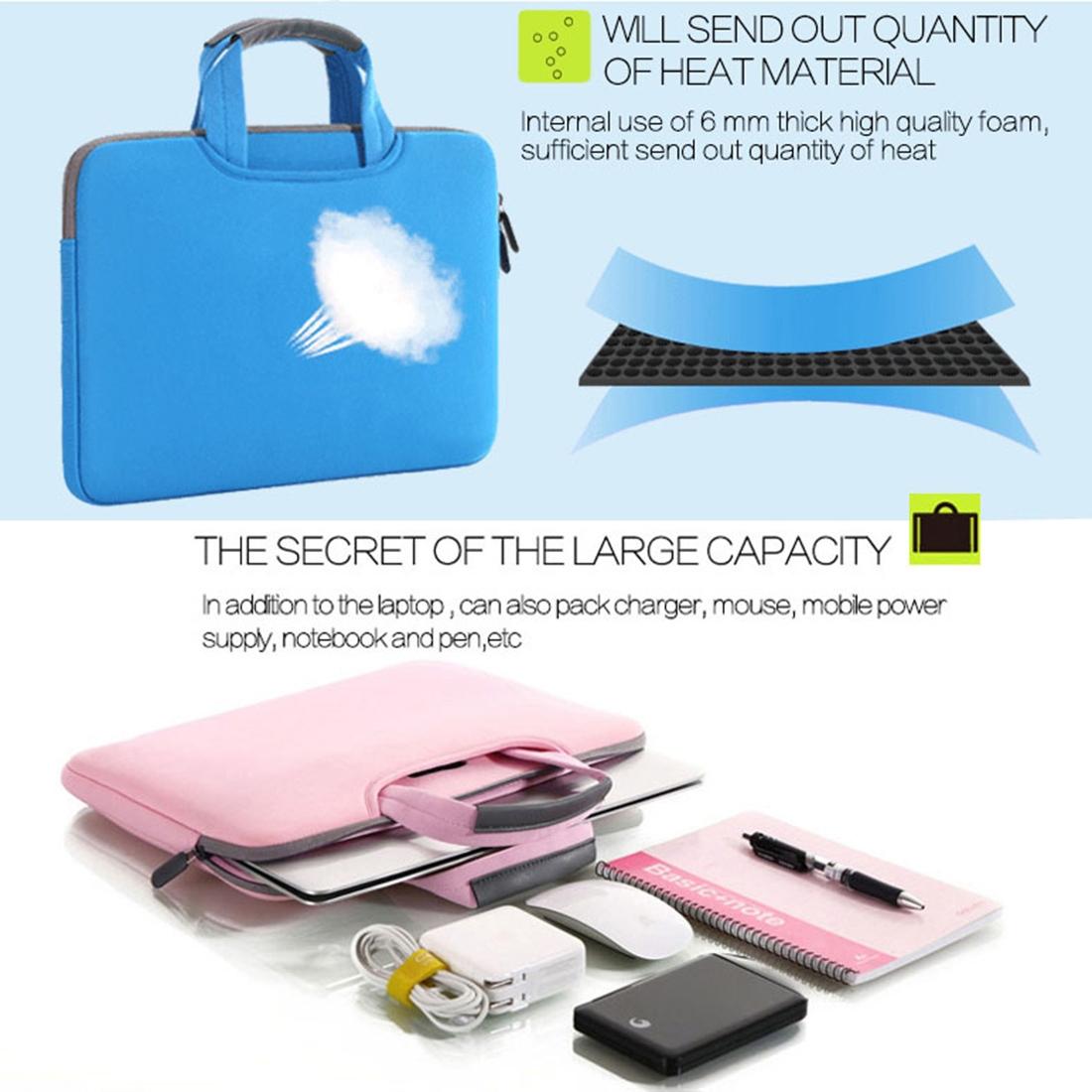 Portable Air Permeable Handheld Sleeve For Macbook Air / Pro And Laptops - 38X27.5X3.5Cm 15.4 Inch - Pink