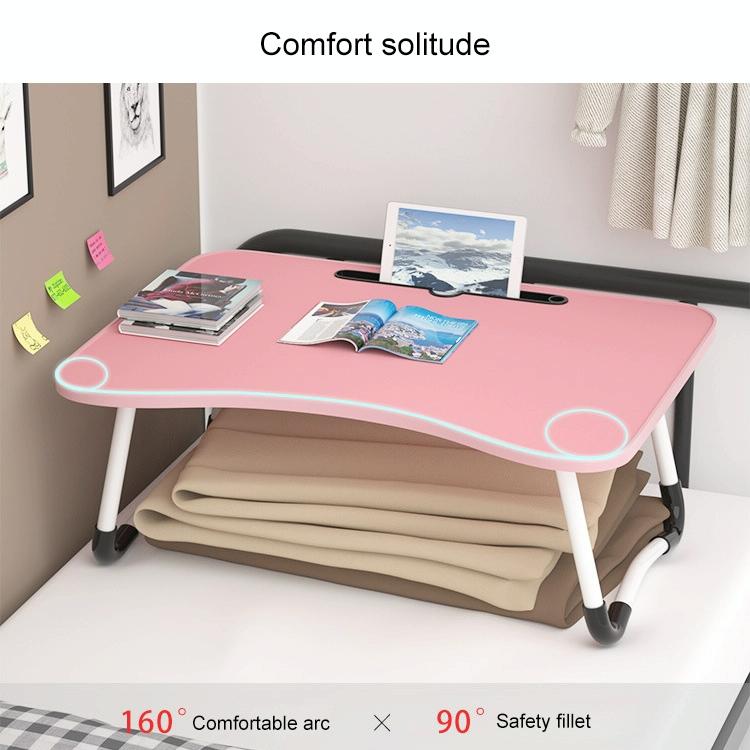 Adjustable Folding Laptop Desk with Non-slip Legs and Card Slot - Pink