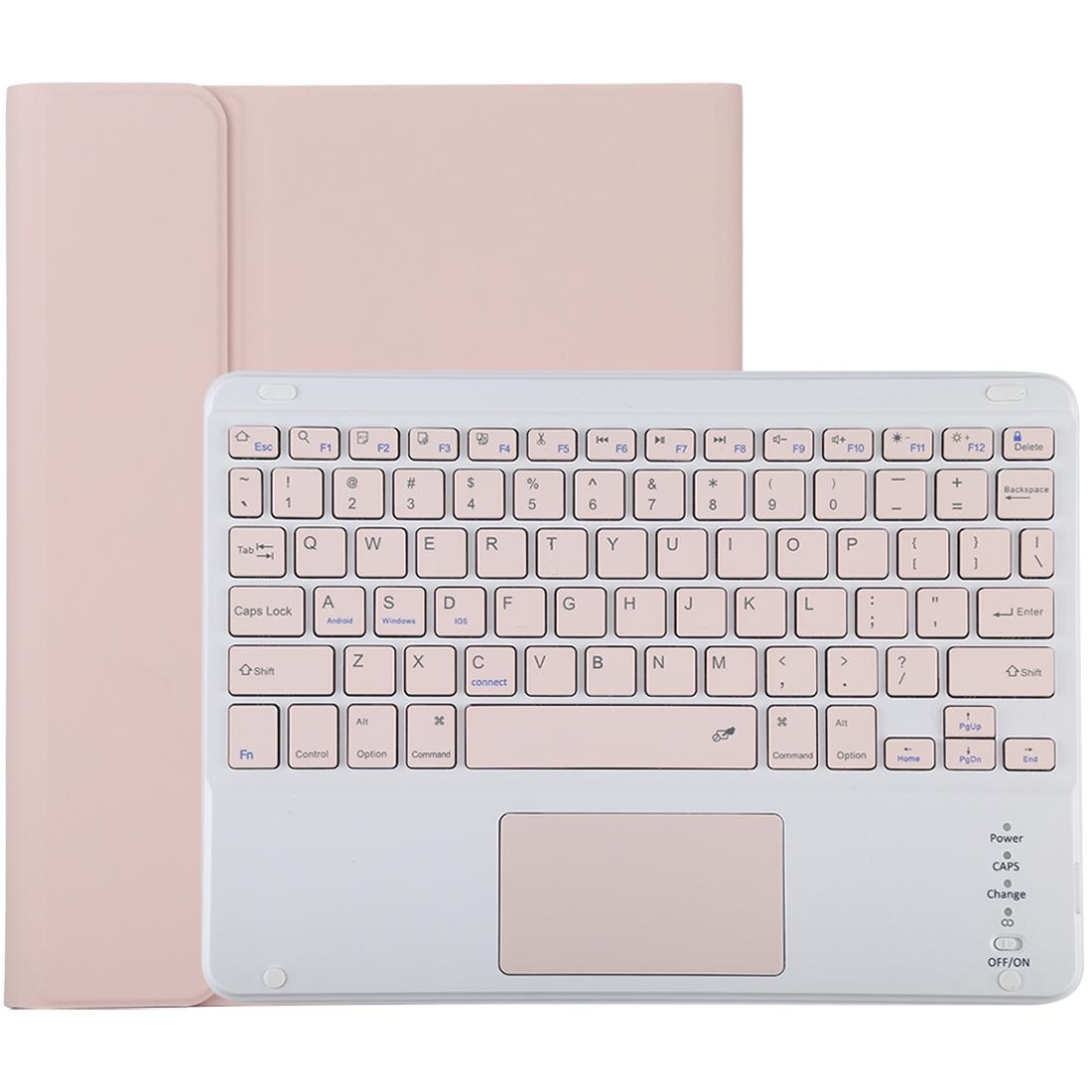 Bluetooth Keyboard &amp; Tablet Case For Ipad 10.2 / Ipad Air 2019 - Detachable Touch Pad Pen Slot Holder - Pink Leather - Pink